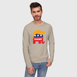 Лонгслив хлопковый мужской Trump elephant, цвет: миндальный — фото 2