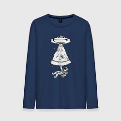 Лонгслив хлопковый мужской Pizza space, цвет: тёмно-синий