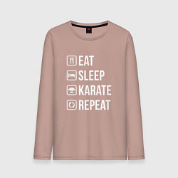 Лонгслив хлопковый мужской Еда сон карате повторять, цвет: пыльно-розовый