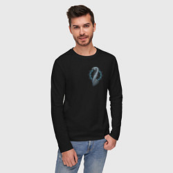 Лонгслив хлопковый мужской Скандинавский дракон, цвет: черный — фото 2