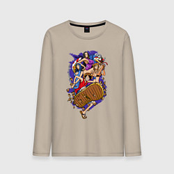 Лонгслив хлопковый мужской Манки Д Луффи и девушки, цвет: миндальный