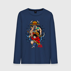 Лонгслив хлопковый мужской One Piece run, цвет: тёмно-синий