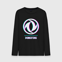 Лонгслив хлопковый мужской Значок Dongfeng в стиле glitch, цвет: черный