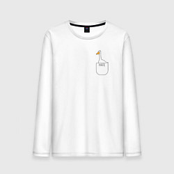 Лонгслив хлопковый мужской Гусь в кармашке, цвет: белый