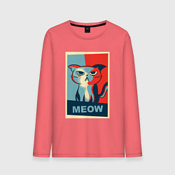 Лонгслив хлопковый мужской Meow obey, цвет: коралловый