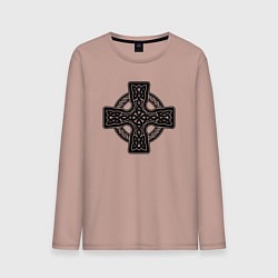 Лонгслив хлопковый мужской Кельтский крест, цвет: пыльно-розовый