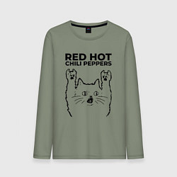 Лонгслив хлопковый мужской Red Hot Chili Peppers - rock cat, цвет: авокадо