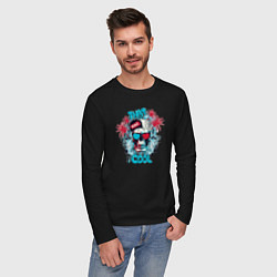 Лонгслив хлопковый мужской Skull in colors, цвет: черный — фото 2