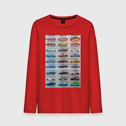 Лонгслив хлопковый мужской Hot Wheels - collection Автомобили на полке, цвет: красный