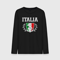 Лонгслив хлопковый мужской Italy map, цвет: черный