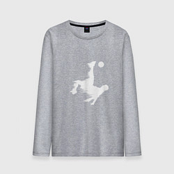 Мужской лонгслив Белый силуэт футболиста бьющего по мячу