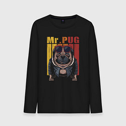 Лонгслив хлопковый мужской Mr pug, цвет: черный