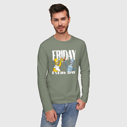 Лонгслив хлопковый мужской Гомер Симсон и Бендер в пятницу, цвет: авокадо — фото 2