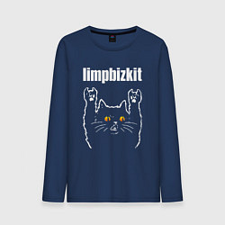 Лонгслив хлопковый мужской Limp Bizkit rock cat, цвет: тёмно-синий
