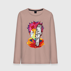 Лонгслив хлопковый мужской Магическая битва Итадори Юдзи и Двуликий призрак, цвет: пыльно-розовый