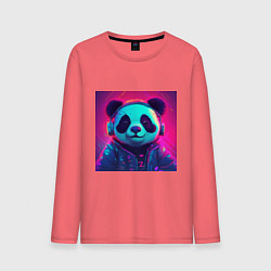 Мужской лонгслив Милая панда в лучах неона