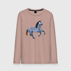 Лонгслив хлопковый мужской Андалузская лошадь, цвет: пыльно-розовый