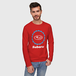 Лонгслив хлопковый мужской Subaru в стиле Top Gear, цвет: красный — фото 2