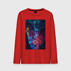 Лонгслив хлопковый мужской Tetris NEON powered by AI, цвет: красный