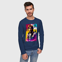 Лонгслив хлопковый мужской John Lennon - world legend, цвет: тёмно-синий — фото 2
