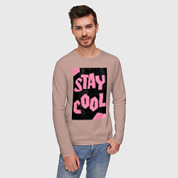 Лонгслив хлопковый мужской Оставайся крутым, цвет: пыльно-розовый — фото 2