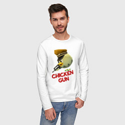 Лонгслив хлопковый мужской Chicken Gun logo, цвет: белый — фото 2