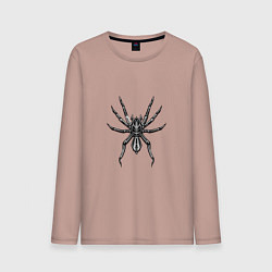 Лонгслив хлопковый мужской Страшный паук, цвет: пыльно-розовый
