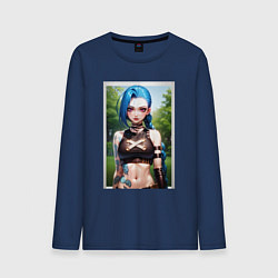 Лонгслив хлопковый мужской Arcane League Of Legends JINX model, цвет: тёмно-синий