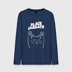 Лонгслив хлопковый мужской Black Sabbath rock cat, цвет: тёмно-синий