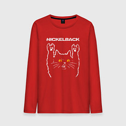 Лонгслив хлопковый мужской Nickelback rock cat, цвет: красный