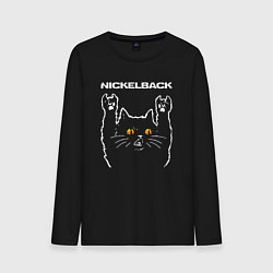Лонгслив хлопковый мужской Nickelback rock cat, цвет: черный