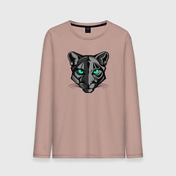 Лонгслив хлопковый мужской Чёрная пантера со светящимися глазами, цвет: пыльно-розовый