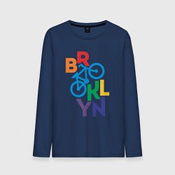Лонгслив хлопковый мужской Brooklyn bike, цвет: тёмно-синий