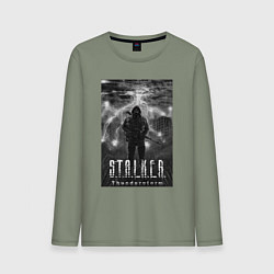 Лонгслив хлопковый мужской Stalker thunderstorm, цвет: авокадо