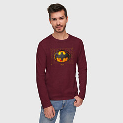 Лонгслив хлопковый мужской Batman logo 2023, цвет: меланж-бордовый — фото 2