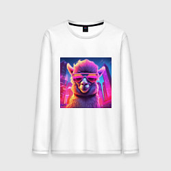 Мужской лонгслив Лама в ярких лучах неона