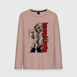 Лонгслив хлопковый мужской Iron maiden fans, цвет: пыльно-розовый
