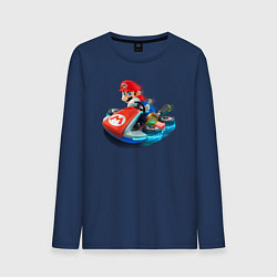 Лонгслив хлопковый мужской Марио на машине, цвет: тёмно-синий