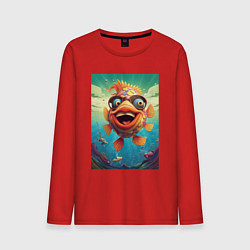 Лонгслив хлопковый мужской Карп в солнечных очках, цвет: красный