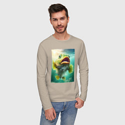 Лонгслив хлопковый мужской Большой карп, цвет: миндальный — фото 2