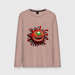Лонгслив хлопковый мужской Веселый вирус красный, цвет: пыльно-розовый