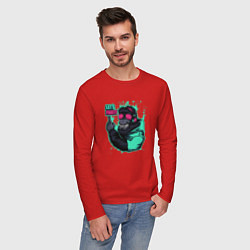 Лонгслив хлопковый мужской Горилла lets party, цвет: красный — фото 2