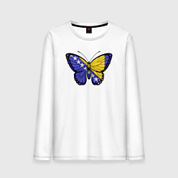 Лонгслив хлопковый мужской Бабочка Босния и Герцеговина, цвет: белый