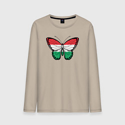 Лонгслив хлопковый мужской Бабочка Венгрия, цвет: миндальный