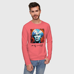 Лонгслив хлопковый мужской Andy Warhol - celebrity, цвет: коралловый — фото 2
