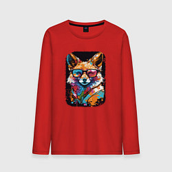 Лонгслив хлопковый мужской Abstract Colorful Fox, цвет: красный