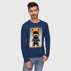Лонгслив хлопковый мужской Baby capybara is a cool dude, цвет: тёмно-синий — фото 2