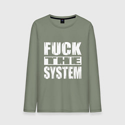 Лонгслив хлопковый мужской SoD - f**k the system, цвет: авокадо