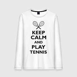 Лонгслив хлопковый мужской Keep Calm & Play tennis, цвет: белый