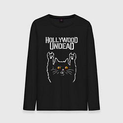 Лонгслив хлопковый мужской Hollywood Undead rock cat, цвет: черный
